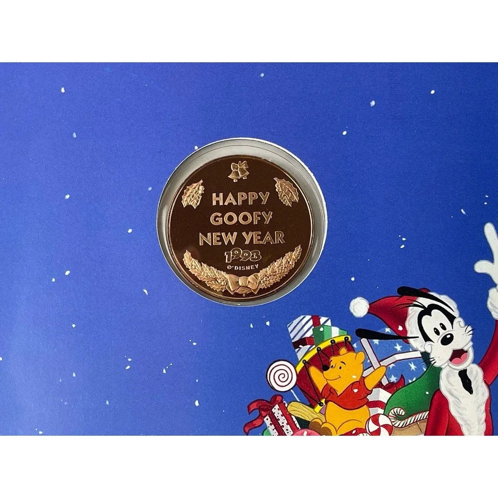 1992 Disney Twas The Night Before Christmas Mickey & Minnie Card & Medallion Set